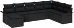 Gartensofa-Set mit Kissen 8 tk Schwarz Poly-Rattan Gartenm&ouml;bel Model3345483