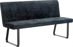 byLIVING Talea Bench Padded Bench 160 cm Woven Fabric Cover Dark Grey Metal Frame Black Powder Coated Bench with Backrest Waiting Bench Dining Room Bench 160 x 92 x 59 cm (W x H x D)