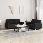 2-osaline diivanikomplekt koos pehmendusega mustast kangast diivan Sleep Function Cauchsofa