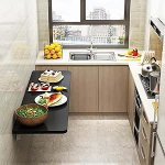 Generisch Folding Table Wall Mounted Folding Table 40x90cm Black Folding Desk with Heavy Duty Shelf Bracket Ideal for Kitchen, Dining Room, Office, Laundry Room, Space Saving Solution