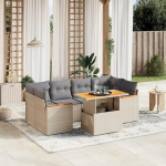 Gartensofa-Set 7-teilig mit Kissen in Beige aus Polyrattan, M&ouml;bel Set Schlafsofa Wohnzimmer Sofa Garten, Set Modernes Sofa f&uuml;r Outdoor, Outdoor-M&ouml;bel Modell 3272977