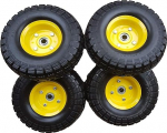 4 x Frosal Sack Truck Wheel PU k&auml;sik&auml;ru l&auml;bim&otilde;&otilde;t 260 mm 4.10/3.50-4 asendusrehv Sack Truck telg 16 mm l&auml;bistamiskindel kuullaagri terasvelgiga kollane