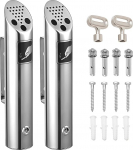 Pakett 2 seinale paigaldatud tuhatoosid v&auml;litingimustes kasutamiseks, roostevabast terasest, seinatuhkakapp v&auml;litingimustes kasutamiseks lukuga, seinatuhkakapp torukujulised avalikud tuhatoosid terrassi, restorani, hotelli jaoks