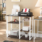 SogesGame Kitchen Baker Rack, 3-Tier Microwave Oven Stand, Kitchen Shelf, Storage Rack with Hooks, Multifunctional Workstation for Kitchen, Living Room and Hallway (Black