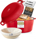 Ottia malmist pott leiva k&uuml;psetamiseks [koos k&uuml;psetuskorviga] - Emailipott 26 cm - Hollandi ahju, leivak&uuml;psetuspott, leivak&uuml;psetuspott, kaanega pada, hautamispott - ka induktsioonile | Edasim&uuml;&uuml;ja