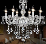 SUN-E Crystal Chandelier K9 Maple Leaf Crystal Candle Chandelier Lighting 6 Lights Bathroom Ceiling Lights Pendant Light for Dining Living Room Bedroom Hallway Entry W 60 cm x L 120 cm
