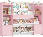 FOREHILL laste riiul koos laste raamaturiiuliga, puidust lastetoa m&ouml;&ouml;bel, raamaturiiul lastele koos hoiukastiga, laste kapp koos m&auml;nguasjakastiga, laste riiul 6 kastiga, 119