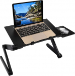 Ideal Swan Laptop Stand Height Adjustable Foldable Laptop Table Laptop Holder Notebook Stand with Mouse Shelf for Bed Couch Laptop Table for MacBook Dell Lenovo Samsung Acer Black