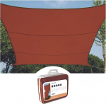 Perel Sun Shade Sail Shade Sail Sun Shade for Patio Pool Water Resistant UV Block 4 Stainless Steel O Rings 5X5M 160GSM Polyester Square Terracotta