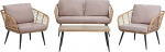Beliani Corinth II Garden Set Table Sofa 2 Armchairs Safety Glass/Steel Grey/Natural