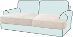GAMUKAI Set of 2 Stretch T-Cushion Sofa Slipcovers Single Sofa Cushion Covers for 2 Cushions, Couch, Seat Cushion Covers (2, White)