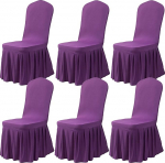 Dimatic Chair Covers for Dining Room, 6 Pieces, Stretch Parsons Slipcovers with Skirt, Super Fit, Spandex Chair Seat Protector Cover for Dining Room, Hotel, Ceremony (Purple)