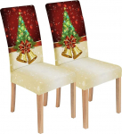 KELUINA 1/2/4/6 Piece Xmas Stretch Printed Chair Covers for Dining Room Christmas Chair Covers Kitchen Chair Covers (2, Printed 10)