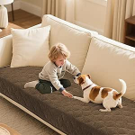 LINGKY diivanikate, Vintage diivanikate, libisemisvastane diivanikaitse, pehme &scaron;enill, 1/2/3/4-kohaline diivanikate, diivanikatted U-kujulisele, L-kujulisele, sektsioondiivanile (pruun, 70 x 210 cm)