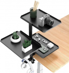ROLIZOE 3 tasandit Clamp-On Desk Shelf Attachment koos reguleeritava hoiukambriga ja k&otilde;rvaklappide stendiga &uuml;le v&otilde;i alla laua hoiustamise ilma puurimata libisemisvastane laudariiul kodukontorile