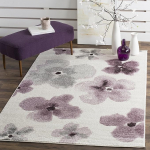 SAFAVIEH Adirondack Collection Contemporary Area Rugs for Living Room Dining Room Bedroom Short Pile Ivory and Purple 61" x 90"