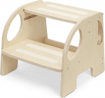 Laste puidust astmetool, 2 tasandit, reguleeritav k&otilde;rgus, 90 kg kandev&otilde;ime, lastele m&otilde;eldud libisemisvastase astmepinnaga, libisemisvastaste jalapadjadega ja kaasaskantavate k&auml;epidemetega, laste trepptool, laste jaoks