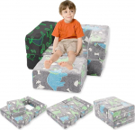 Laste diivan, kokkupandav diivanvoodi, eemaldatav ja pestav, mini m&auml;ngusohva lastetuppa, laste tugitool, hall, 69 x 49 x 33 cm.