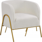 Yaheetech Lounge Chair polsterdatud tool barrel seljatoega klubitool V-kujulise metallist jalaga Stiilne Boucl&eacute; kangast TV tool