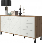 trendteam smart living - Touch - K&otilde;rvallaud - Artisan Oak / White - Highboard 2 ukse ja 3 sahtliga - (B x K x S) 183 x 76 x 40 cm - Modernsed metalljalad - kriimustuskindel