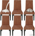 Stretch komplekt 2 v&otilde;i 4 v&otilde;i 6 veekindlat s&ouml;&ouml;gitooli katted s&ouml;&ouml;gitoa jaoks, eemaldatavad ja pestavad tooli kaitsekatted hotelli, pulmade, k&ouml;&ouml;gi jaoks (pruun, 1,6 t&uuml;kki)