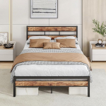 HOJINLINERO voodiraam 140 x 200, Kahekohaline voodiraam metallist voodi 140 x 200 cm koos metallist liistudega raamiga koos peaplaadiga, lihtne kokkupanek k&uuml;lalisvoodi, noorte voodi, magamistuppa, k&uuml;lalistetuppa, voodiraam, must