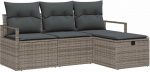 vidaXL Garten-Sofa-Set 4 tk Grau 175 x 117 x 85 cm Poly Rattan, Modularer Garten-Sofa, abnehmbare Kissen, UV-best&auml;ndige Materialien, Lounge-Set f&uuml;r Terrasse.