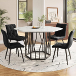 HAUSPROFI s&ouml;&ouml;gilaud 5-osaline komplekt, 115,5 x 100 x 75 cm, kuuekandiline s&ouml;&ouml;gilaud koos 4 tooliga, k&ouml;&ouml;gi s&ouml;&ouml;gilaudade komplekt k&ouml;&ouml;ki, s&ouml;&ouml;gituppa, elutuppa (must)
