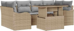 7-teiliges Garten Sofa Set mit Kissen Beige Poly Rattan, 2-Sitzer Garten Sofa mit Kissen Beige Poly Rattan Gartenlounge Model3348396