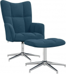 vidaXL lamamistool koos tugitooliga, p&ouml;&ouml;ratav teleritooli, polsterdatud tool, l&otilde;&otilde;gastav tool, tugitool, tugitool, elutuba, sinine, sametne