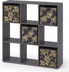 Vicco Nove Opt.1 ruumijaotur seisev raamaturiiul 104 x 108 cm must koos 4 kokkuklapitava kastiga