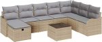 9-teilige Garten-Sofa-Set mit Kissen Beige Poly Rattan, 2-Sitzer Garten-Sofa mit Kissen Beige Poly Rattan Gartenlounge Model3359039
