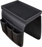 U NEATOPA Sofa Couch Remote Control Holder Armrest Storage Box with Removable Wooden Snack Compartment for Reclining Mattresses Chair Armrests with 4 Slots - 1 Large Pocket and 3 Small Pockets (Black)
