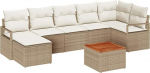 8-teilige Garten Sofa Set mit Kissen Beige Poly Rattan Akazie, 2-Sitzer Garten Sofa mit Kissen Beige Poly Rattan Gartenlounge Model3347736