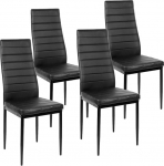 OHMG s&ouml;&ouml;gitoa toolid, komplekt 4, kaasaegsed s&ouml;&ouml;gitoolid k&otilde;rge seljatoega, kunstnahast, metallist jalad, paks polsterdatud iste (4, must)