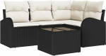 4-teiliges Garten Sofa Set mit Kissen Braun Poly Rattan, 2-Sitzer Garten Sofa mit Stauraum & Kissen Schwarz Poly Rattan Gartenlounge Model3354696