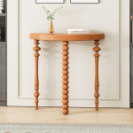 Kitsas massiivpuidust konsoollaud esikusse, poolkuu kujuga lauaplaat ja Rooma samba jalad, kitsas k&uuml;ljelaud elutuppa (pruun, 100 x 25 x 80 cm / 39 x 10 x 31 tolli)