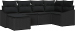6-teiliges Garten-Sofaset mit Kissen Schwarz Poly Rattan Gartenlounge Model3346793
