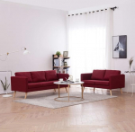Mode-Sofa, Salonsitzm&ouml;bel2-tlg. Sofagarnitur Stoff WeinrotGeeignet f&uuml;r Cafe, Garten, Wohnzimmer