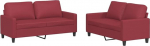 Diivanikomplekt elutuppa, 3-kohaline ja 2-kohaline diivan, 2-osaline diivanikomplekt padjadega Bordeaux punane kunstnahk