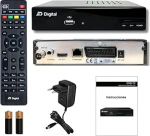 TDT HD vastuv&otilde;tja Full HD Hispaania TDT H265+ 10bit, FTA DM-Digital, DVB-T2, USB, HDMI, LAN, SCART, USB, WLAN, universaalne kaugjuhtimispult IR 2-in-1, must, metall