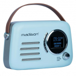 Madison - FREESOUND-VR30BL-DAB - Vintage DAB+ raadio pika aku elueaga - DAB+, FM, Bluetooth & USB - Subwoofer tagak&uuml;ljel - Mati sinine - Vintage, Nostalgia, Retro