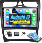 SIXWIN [1+32G] Android 13 autoraadio Mercedes-Benz C-klassile / CLK 2002-2004 koos Carplay/Android Auto/Mirrorlinkiga, 9-tolline mahtuvuslik puuteekraan koos WiFi GPS Bluetooth FM/RDS USB + Canbus + tagumine