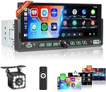 Roinvou 1 DIN raadio 6,86-tolline traadita Carplay Android auto puuteekraaniga Bluetooth autoraadio koos FM Mirror Link UI EQ USB Type-C laadimine roolijuhtimine + tagurduskaamera