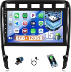 CAMECHO [6+128G] 8-tuumaline Android 15 autoraadio Porsche Cayenne 2002-2010, 9-tolline navigatsiooniradio Bluetooth GPS WiFi Wireless Carplay Android auto FM/RDS 32EQ DSP + tagumise vaatega kaamera Canbus 1280