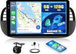 SIXWIN 8 Core 6+128G Android 15 Autoradio f&uuml;r FIAT 500 2007-2015 mit Carplay/Android Auto/DSP,9 Zoll HD Touchscreen mit WiFi/GPS/Bluetooth 5.0/FM/RDS/32EQ+R&uuml;ckfahrkamera