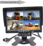 Pardarsey 7" TFT LCD autode tahavaatekaamera Quad Split Monitor kaugjuhtimispult 4 kanaliga RCA video sisendid (4 Pin p&otilde;rutuskindel pistik) - 12V-24V 800&times;480HD