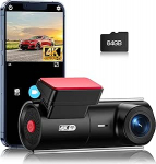 Volam Dash Cam auto ees 4K, WiFi & 64GB SD kaart, App Control Mini Dash Cam, autokaamera WDR &ouml;ise n&auml;gemisega, 24H parkimise j&auml;lgimine, 170&deg; super lai nurk, G-sensor, Loop salvestus