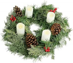 Gartenpirat kunstlik j&otilde;ulup&auml;rg l&auml;bim&otilde;&otilde;duga 40 cm koos 4 LED-k&uuml;&uuml;nlaga K&auml;bide ja punaste marjadega kaunistatud advendip&auml;rg