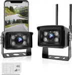 GENBOLT veoautokaamera, 3G/4G LTE Sin WiFi v&auml;likaamera SIM-kaardiga, helisignaal ja helisignaal, kaugj&auml;lgimine, kaksikkaamerad matkaauto, veoauto, haagissuvila jaoks, IP69K, GB107D